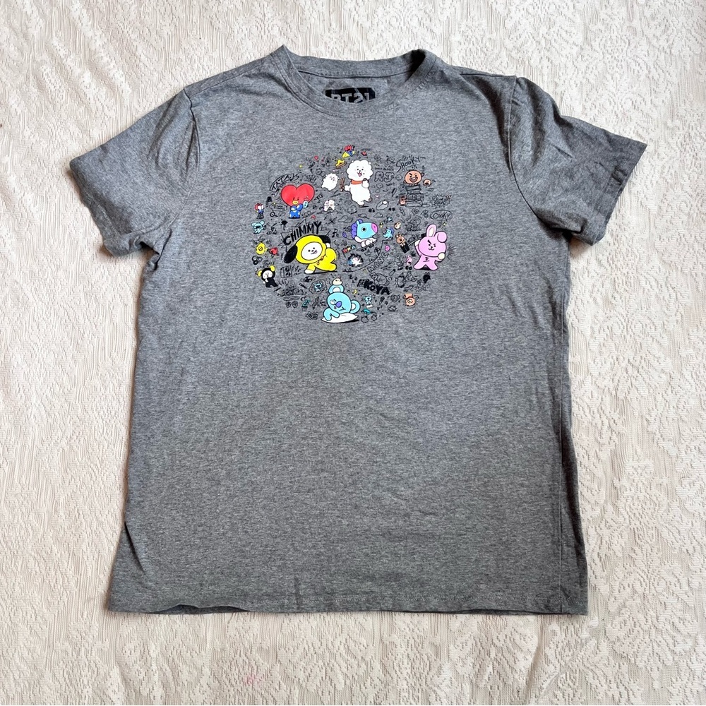 Unisex BT21 character doodle graphic short sleeve tee